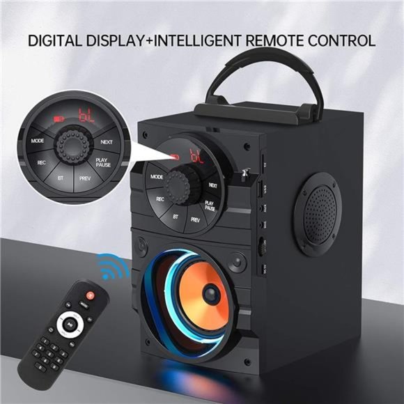 Portable Big Bluetooth Speakers with Light, Wireless with Subwoofer, FM Radio - Picture 4 of 6